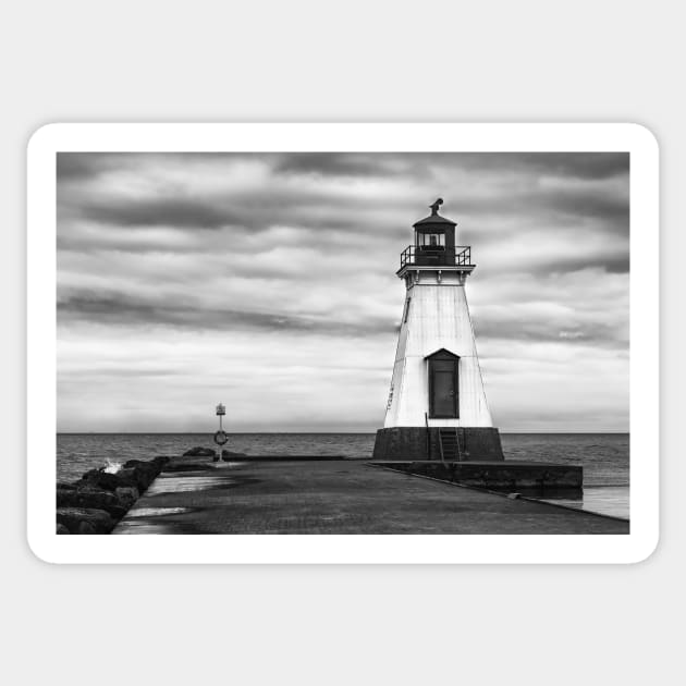 Port Dalhousie Lighthouse 1 B+W Sticker by jforno